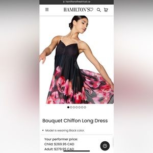 NWT AL Dance Inked Black Bouquet Long Chiffon Dress. SF Pet friendly home.